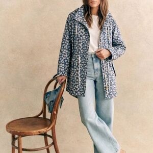 Madewell Anorak Floral Raincoat Size XXS Blue Cottagecore Preppy